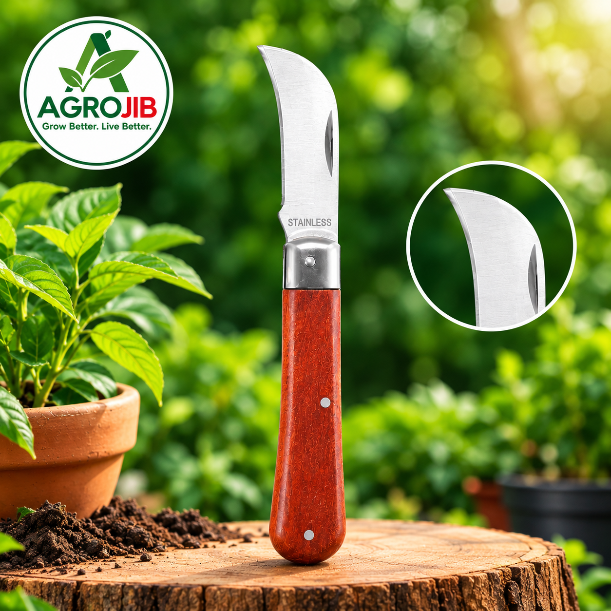 BEBONA Electrician’s Knife 195mm – Stainless Steel Gardening & Utility Knife